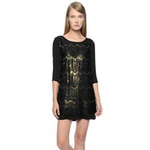 Ella Moss Farrah Black and Gold Dress, Large